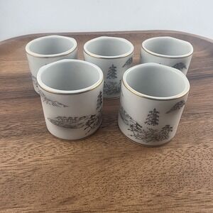 Vintage Set of‎ 5 Fukagawa Arita Landscape #903 Napkin Rings Holders